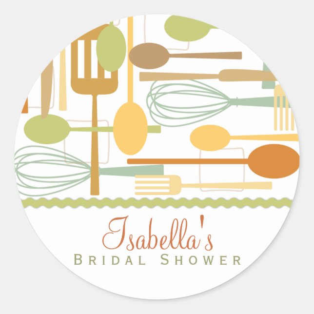 Cooking Utensils Kitchen Shower Favor Sticker (Front)