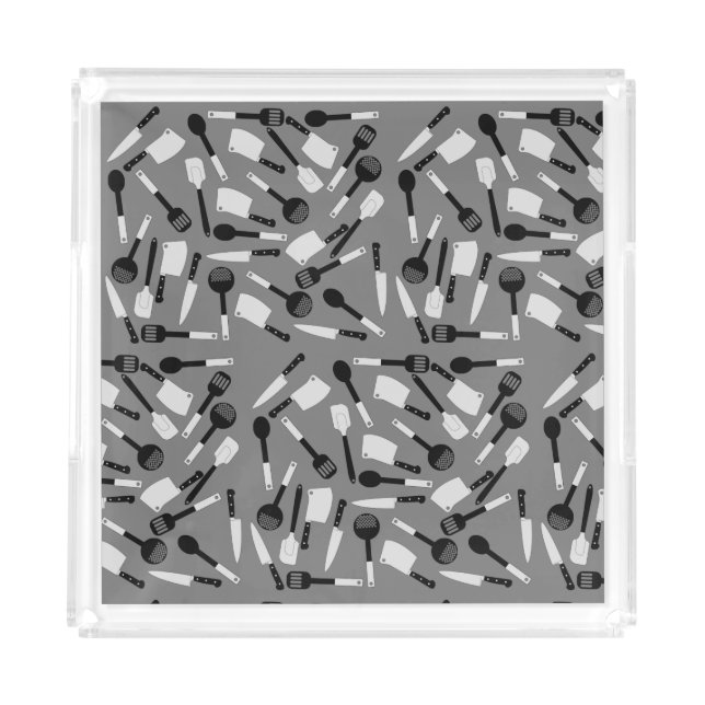 Cooking Utensils Pattern Acrylic Tray (Front)