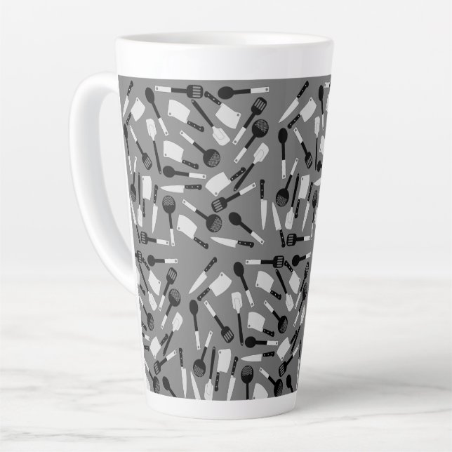 Cooking Utensils Pattern Latte Mug (Left Angle)