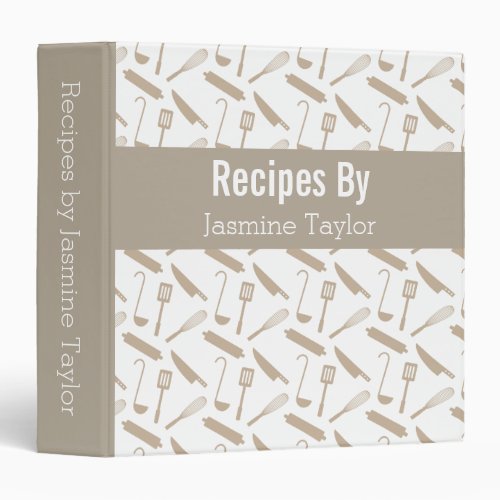 Cooking Utensils Recipe Cook Book 3 Ring Binder