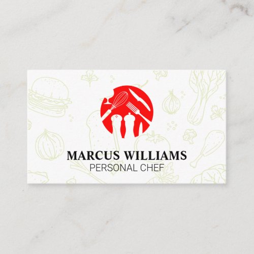 Cooking Utensils Red Logo  Culinary  Business Card