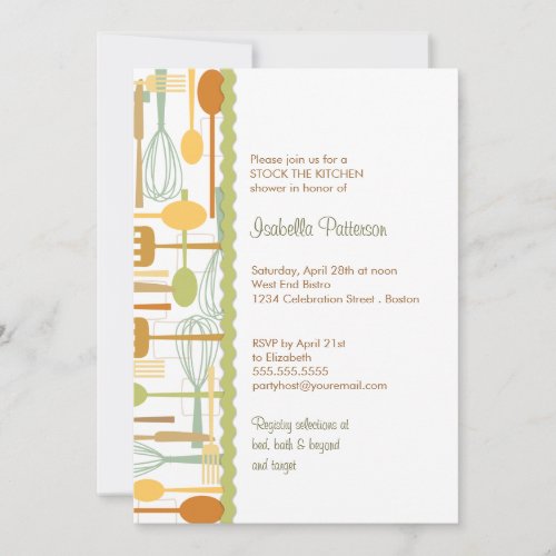 Cooking Utensils Stock the Kitchen Retro Shower Invite