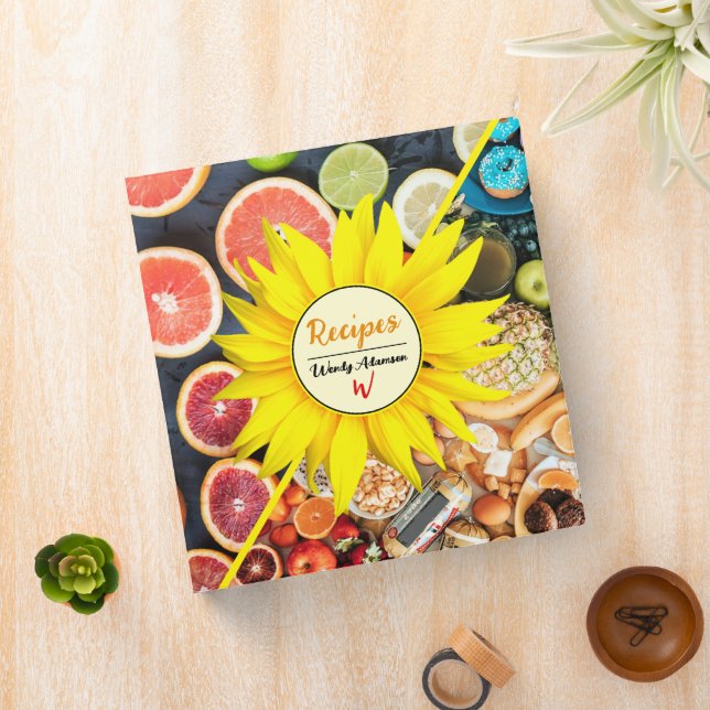 Cooking Vegetables & Fruits  | Rustic Sunflower 3 Ring Binder (In Situ)