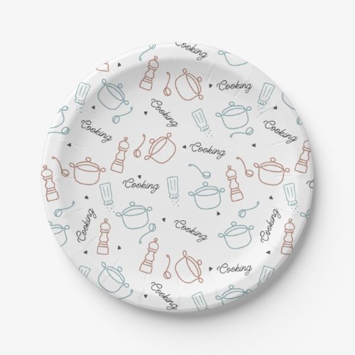 Cooking Well With Love Pattern Paper Plates