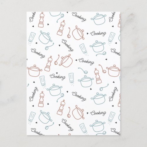 Cooking Well With Love Pattern Postcard