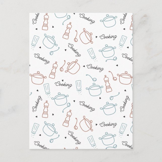 Cooking Well With Love Pattern Postcard (Front)