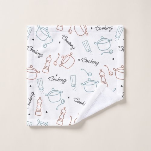 Cooking Well With Love Pattern Wash Cloth