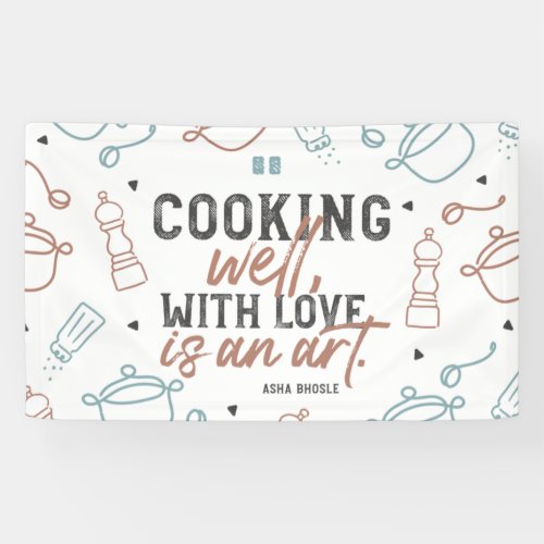 Cooking Well With Love Typography Banner