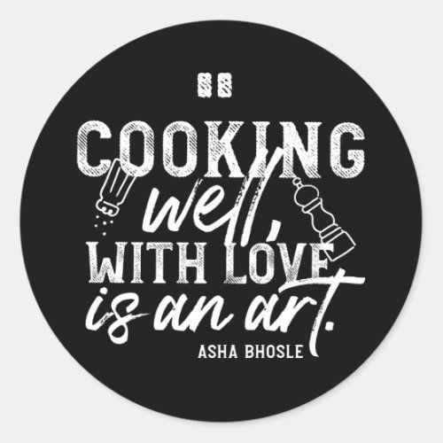 Cooking Well With Love Typography II Classic Round Sticker