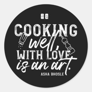 Cooking Well With Love Typography II Classic Round Sticker