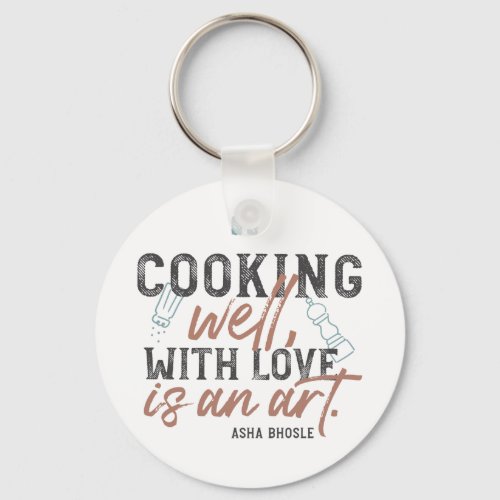 Cooking Well With Love Typography Keychain