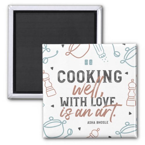 Cooking Well With Love Typography Magnet