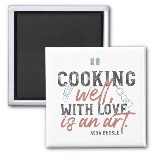 Cooking Well With Love Typography Magnet
