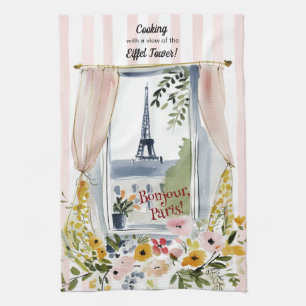Cooking with a view of the Eiffel Tower Kitchen Towel