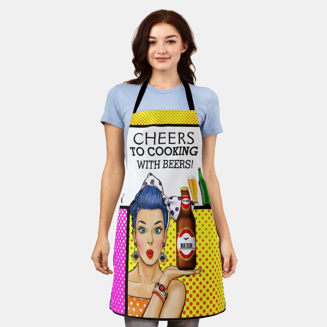 Cooking With BEER Humor Apron (Worn)