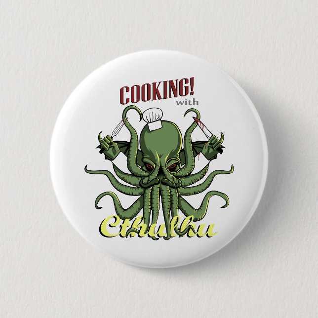 Cooking with Cthulhu Pinback Button (Front)