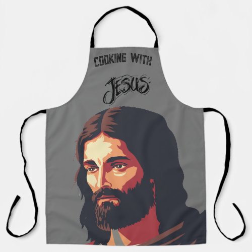 Cooking with Jesus Modern Colorful _ Christian Apron