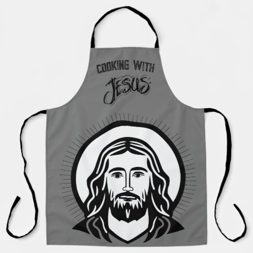 Cooking with Jesus Modern Grey _ Christian Apron
