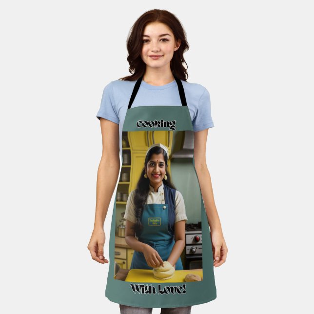 Cooking With Love Blue Adult Apron (Worn)
