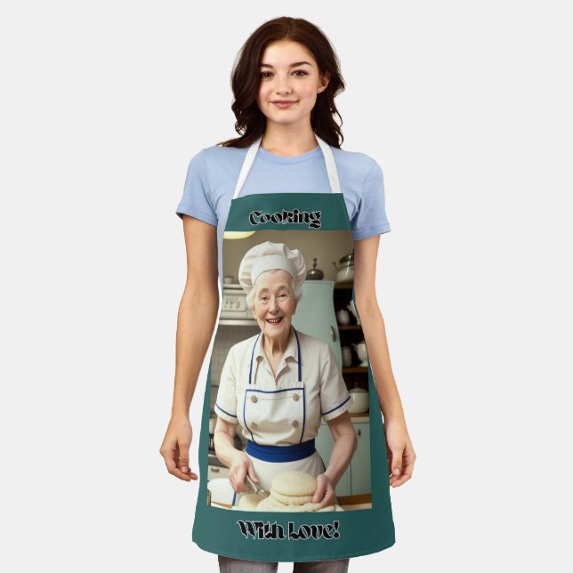 Cooking With Love Blue Adult Apron (Worn)