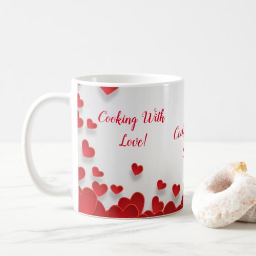 Cooking With Love RedWhite Heart Mug Cup