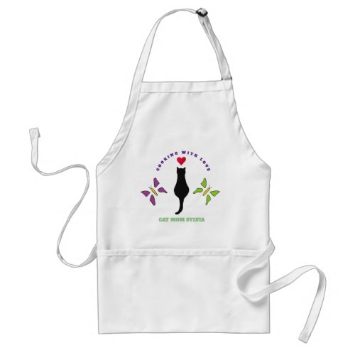 Cooking with Love with Black Cat Mom Adult Apron