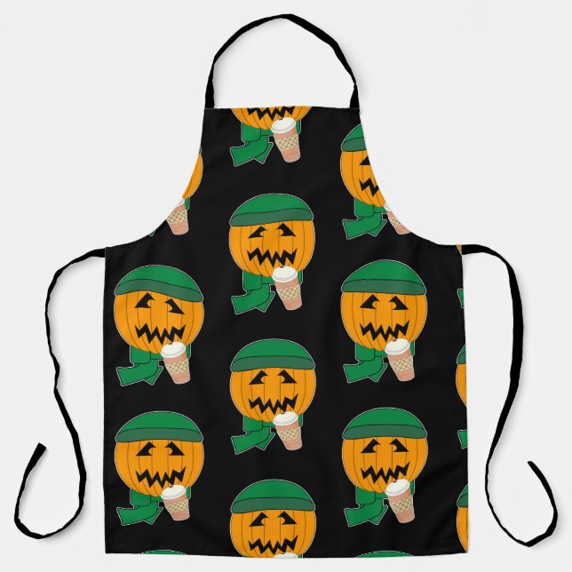 Cooking With Pumpkin Hipster Jack Halloween Apron (Front)