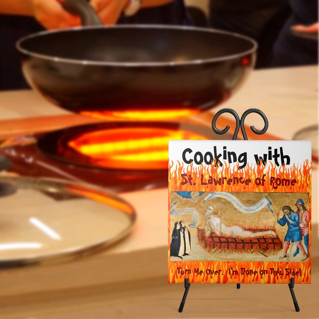 Cooking with St. Lawrence of Rome (M 022) Ceramic Tile (Creator Uploaded)