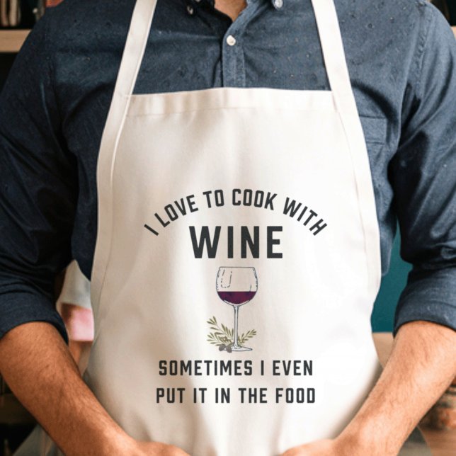 Cooking with Wine | Funny Wine Lovers Adult Apron (Creator Uploaded)