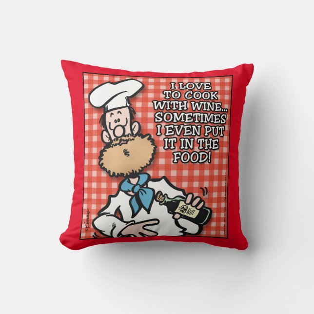 Cooking With Wine Pillow (Front)