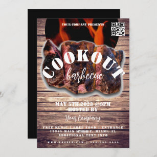 Cookout Barbecue Steak Event Company Party Flyer Invitation