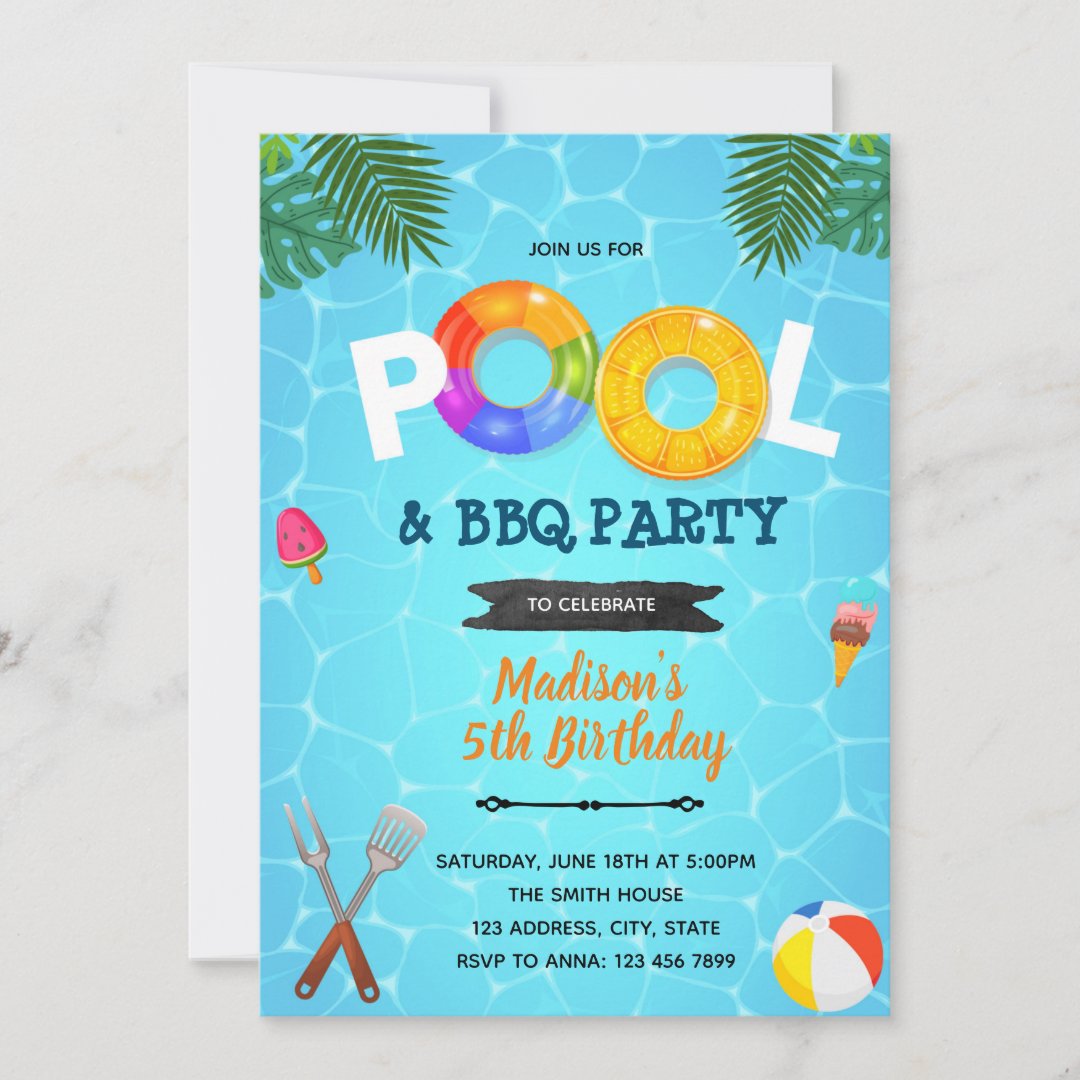 Cookout BBQ pool party invitation | Zazzle