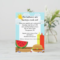 Backyard Party Invitation, BBQ Cookout Invitation, Flag Cookout Invite,  Picnic Invitation With Envelopes, Printed Invitation 