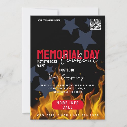 COOKOUT Memorial Day Event Patriotic Flyers Invitation