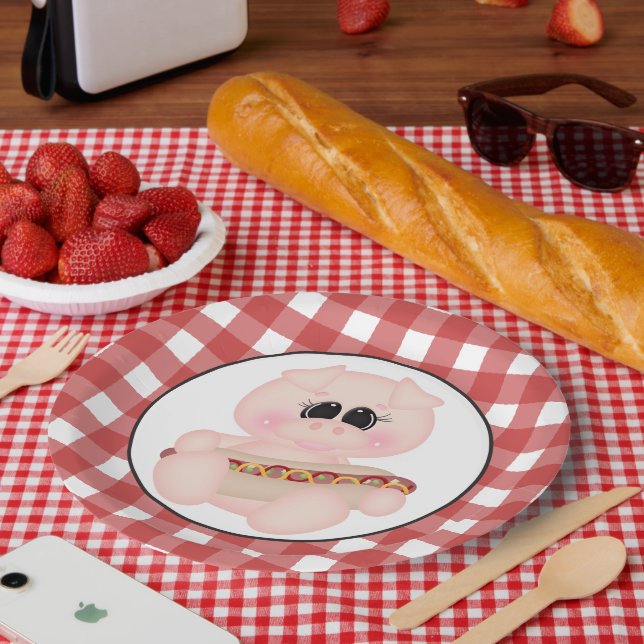 Cookout Pig Hotdog paper plate (Picnic)