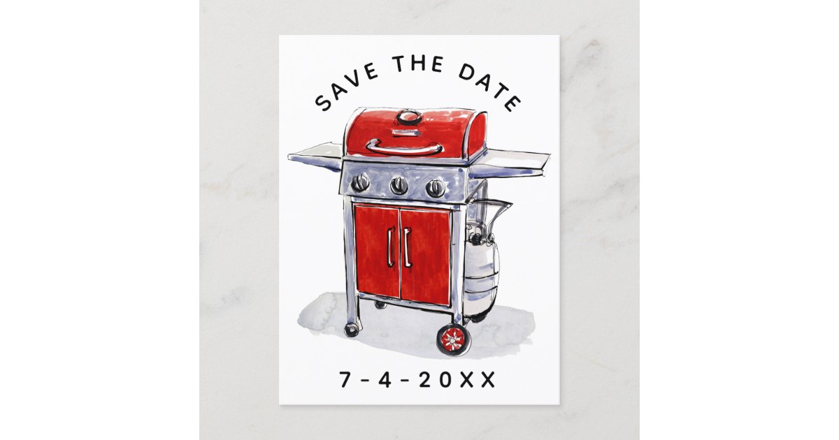 cookout-save-the-date-grill-postcard-zazzle