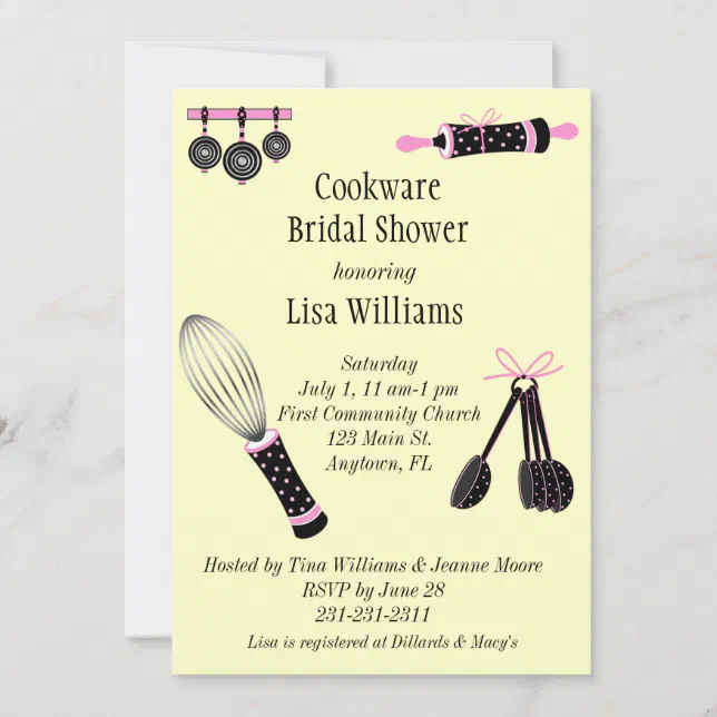 Invitations Cookware Cookware Bridal Shower Invitation | Zazzle