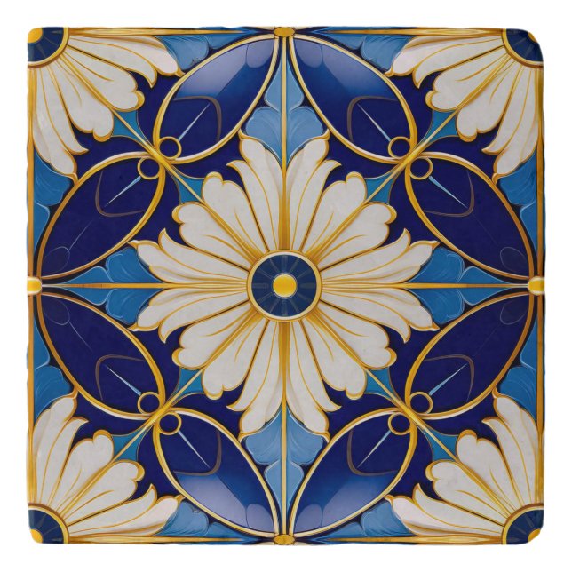 Cookware Dining Kitchen Art Deco Floral Pattern  Trivet (Front)
