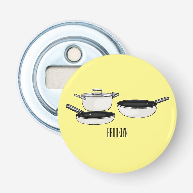 Cookware sets cartoon illustration bottle opener (Front)