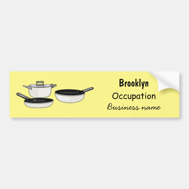 Cookware sets cartoon illustration bumper sticker (Front)