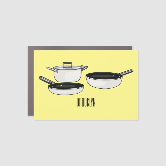 Cookware sets cartoon illustration car magnet (Front)
