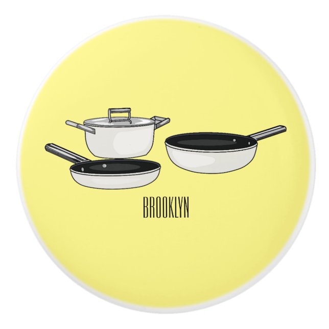 Cookware sets cartoon illustration ceramic knob (Front)