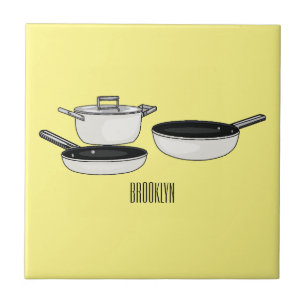 Cookware sets cartoon illustration ceramic tile