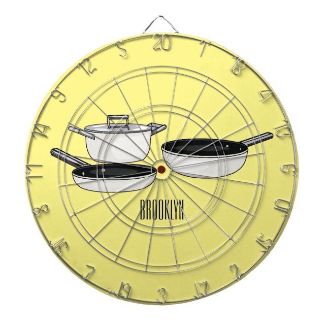 Cookware sets cartoon illustration dart board (Front)