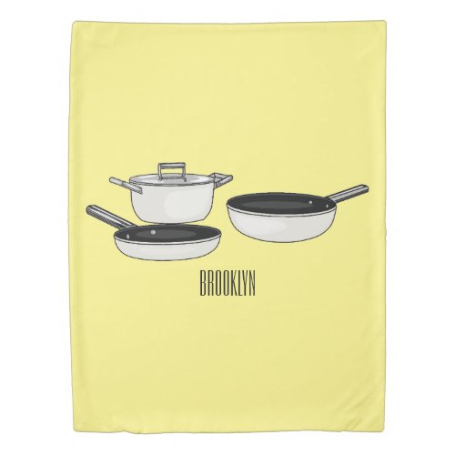 Cookware sets cartoon illustration duvet cover