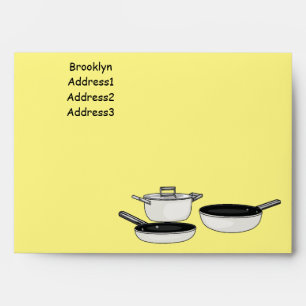 Cookware sets cartoon illustration envelope