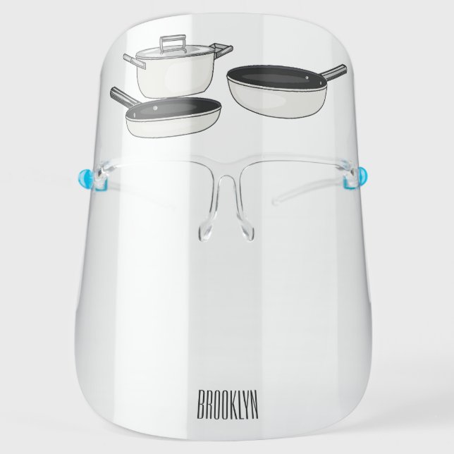 Cookware sets cartoon illustration face shield (Front)