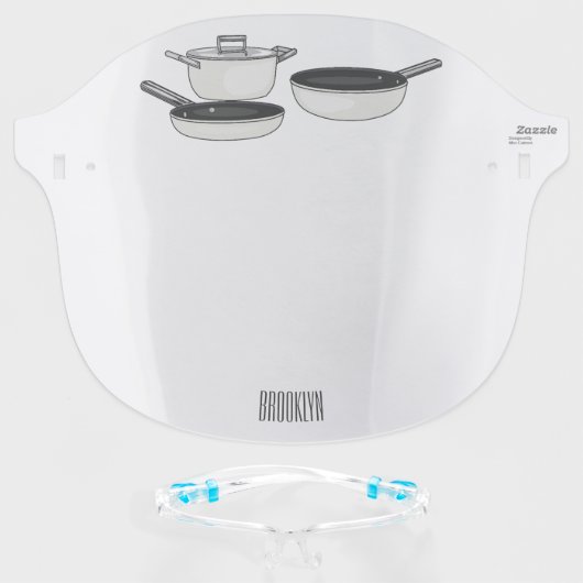 Cookware sets cartoon illustration face shield (Front w/Glasses)