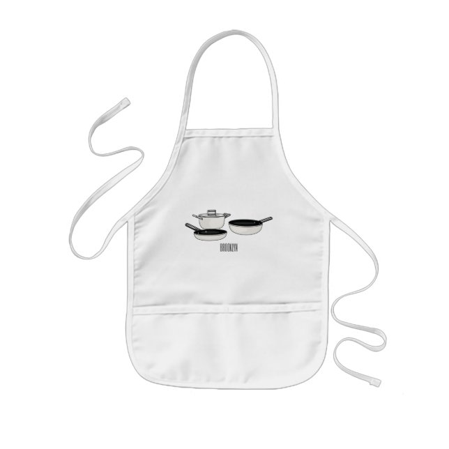 Cookware sets cartoon illustration kids' apron (Front)