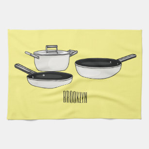 Cookware sets cartoon illustration kitchen towel
